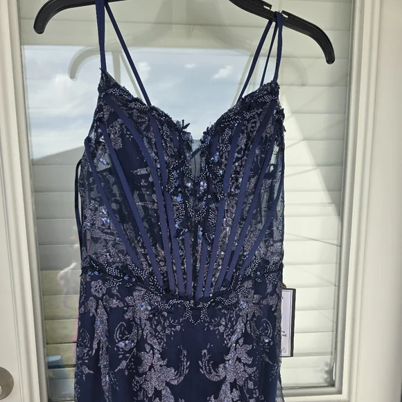 $279 Say Yes To The Dress Juniors' Glitter Mesh Corset Gown Sz 5/6 Glam Prom NWT